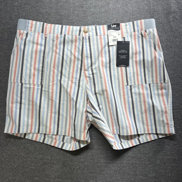 Lee Womens Ladies Multicolor Striped Utility Short Shorts Size 22M NEW‎ - Picture 1 of 9